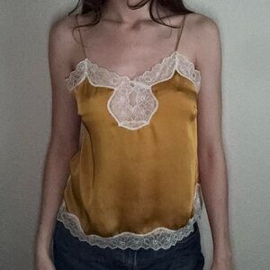 Yellow Satin and Lace Cami